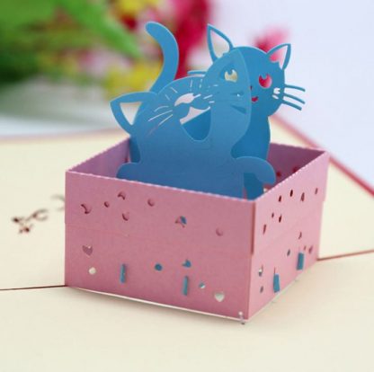 3D Pop Up Greeting Card - Cats Kittens in A Box
