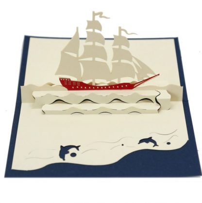 3D Pop Up Greeting Card - Sail Boat White