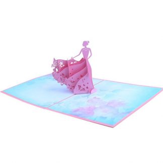 3D Pop Up Greeting Card - Girl In Pink Dress