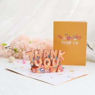 Thank You pop up card with colourful floral design