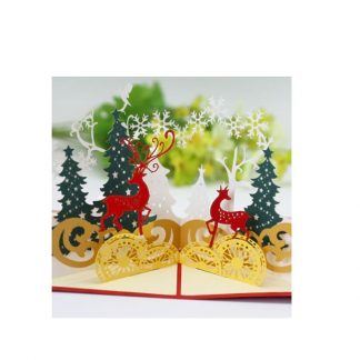 3D Pop Up Christmas Card - Christmas Tree and Reindeer