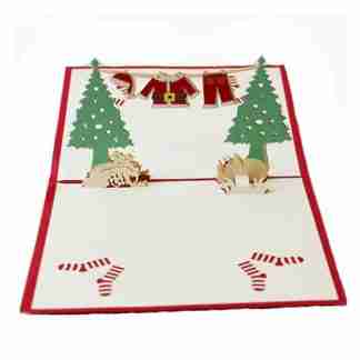 3D pop card with Santa’s costume and Christmas trees