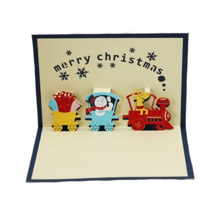 3D Pop Up Christmas Card - Train Blue Cover