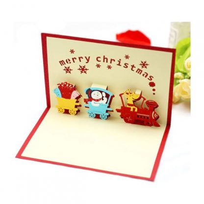 3D Pop Up Christmas Card - Train Red Cover