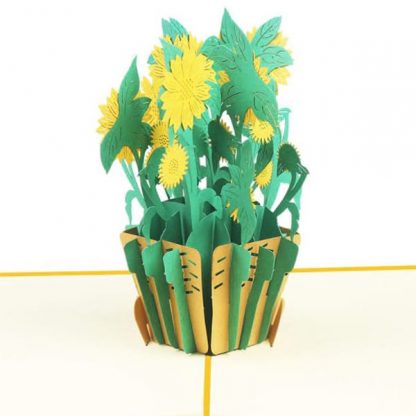 3D Pop Up Greeting Card - Basket of Sunflowers