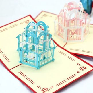 3D Pop Up Greeting Card - Blue Carousel