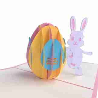 3D pop card with colourful Easter egg and pink bunny