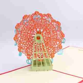 orange and green ferris wheel 3D pop up card