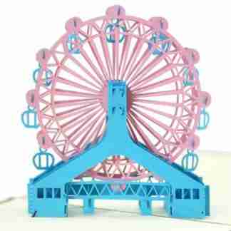 pink and blue ferris wheel 3D pop card