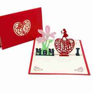 I Love Mum 3D pop card with floral heart