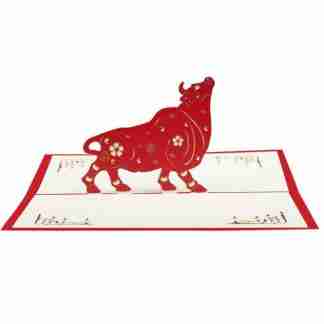 3D pop card with red decorative ox