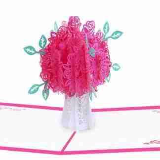 pink rose bouquet 3D pop card