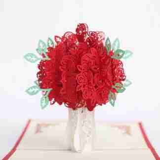 red rose bouquet 3D pop card
