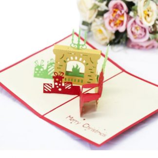 3D Pop Up Merry Christmas Greeting Card - Fireplace