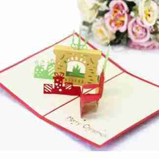 3D Christmas fireplace pop card