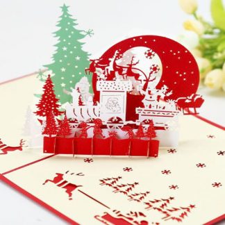 3D Pop Up Christmas Card, Greeting Card - Happy Setting