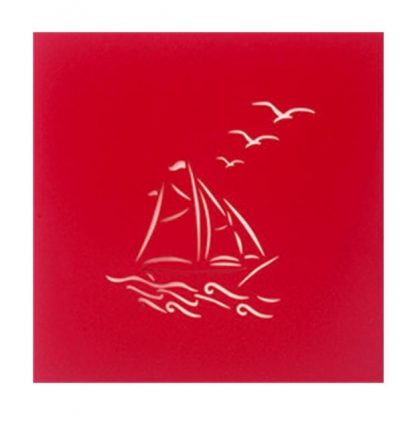 3D Pop Up Card Sailboat Red Cover