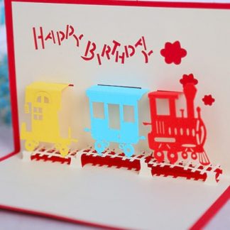 3D Pop Up Greeting Card Happy Birthday Trains