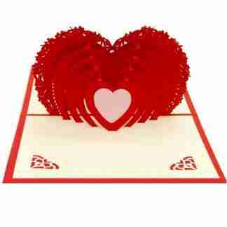 romantic heart pop-up greeting card