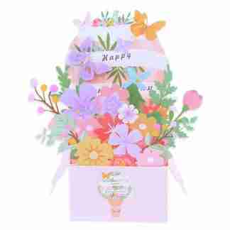 3D Happy Anniversary pop up card with colourful flowers