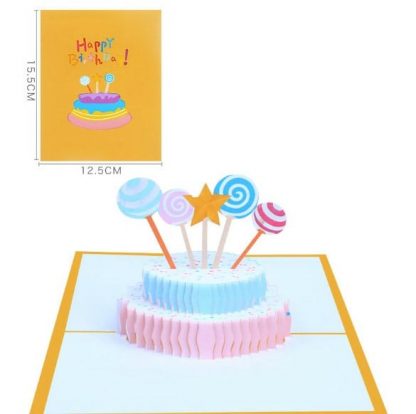 3D Pop Up Happy Birthday Card for Kids with Yellow Cover