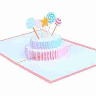 3D candy birthday cake pop card with lollipops