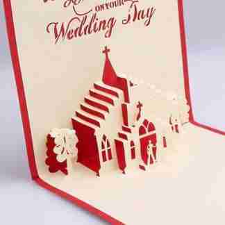 wedding church 3D pop up card with bride and groom