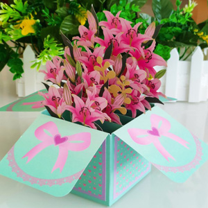 3D Pop Up Card – A Box of  Lilies
