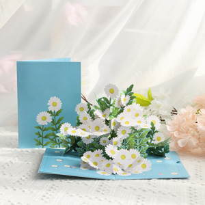 3D Pop Up Card - A Field of Daisies with cover