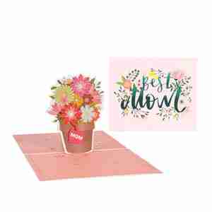 best mum flowers 3D pop up card with flowerpot bouquet