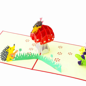 3D Pop Up Card - Mushroom and Hedgehogs