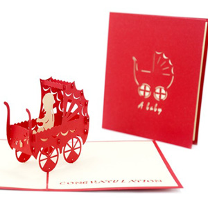 3D Pop Up Card - Pram and Baby with cover