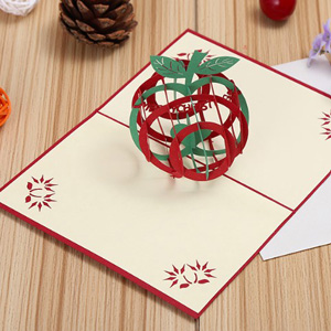 3D Pop Up Greeting Card - Apple Merry Christmas