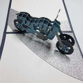 3D motorcycle pop up card with layered motorbike design