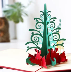 3D pop up Christmas tree card with swirling branches