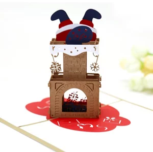 pop up Christmas card Santa through chimney