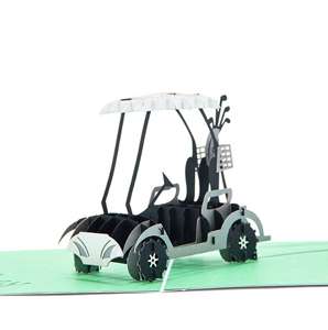 3D pop up golf cart card with detailed design