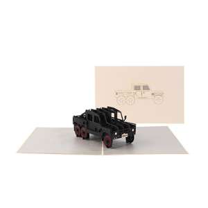black 6-wheel jeep 3D pop up card