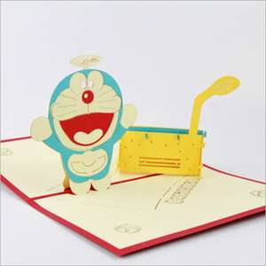 Doraemon 3D pop up card with standing character design