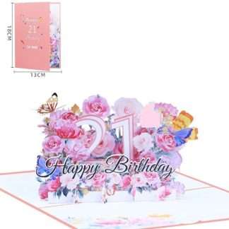 21st birthday floral 3D pop up card with roses