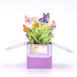 3D pop up butterfly box card in purple