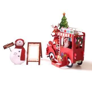 3D Christmas card with Santa’s gift truck scene